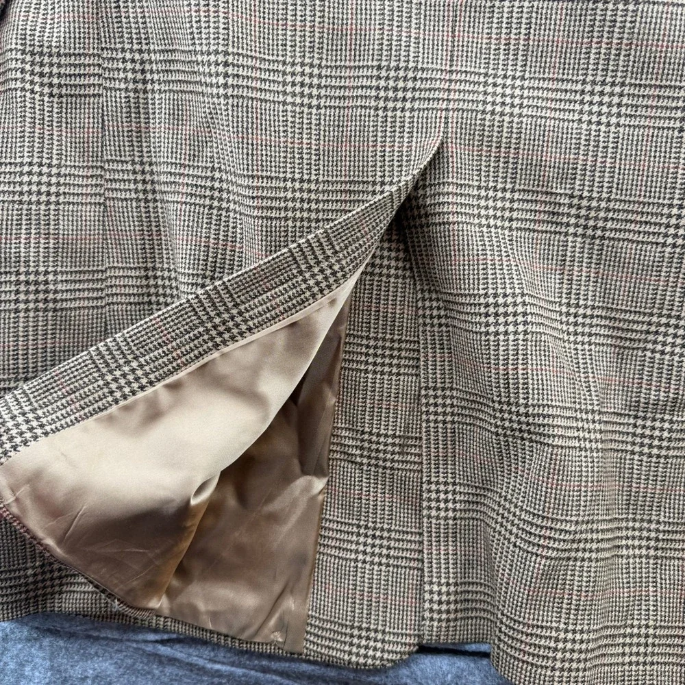 Brooks‎ Brothers Sport Coat VTG 43LG Tan Glen Plaid Two Button Blazer Jacket USA